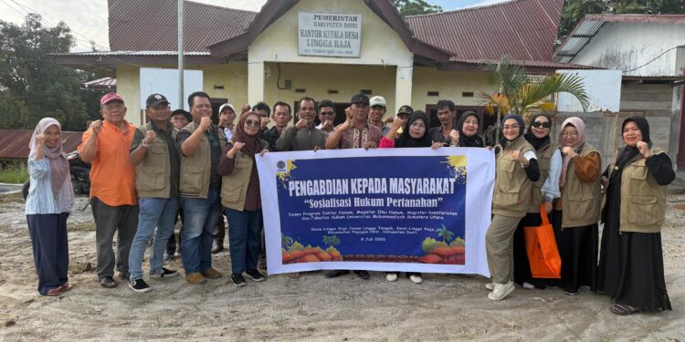 Tingkatkan Literasi Hukum Pertanahan Warga Linggaraja, Tim Gabungan Sekolah Pascasarjana dan FH UMSU Gelar Penyuluhan Hukum